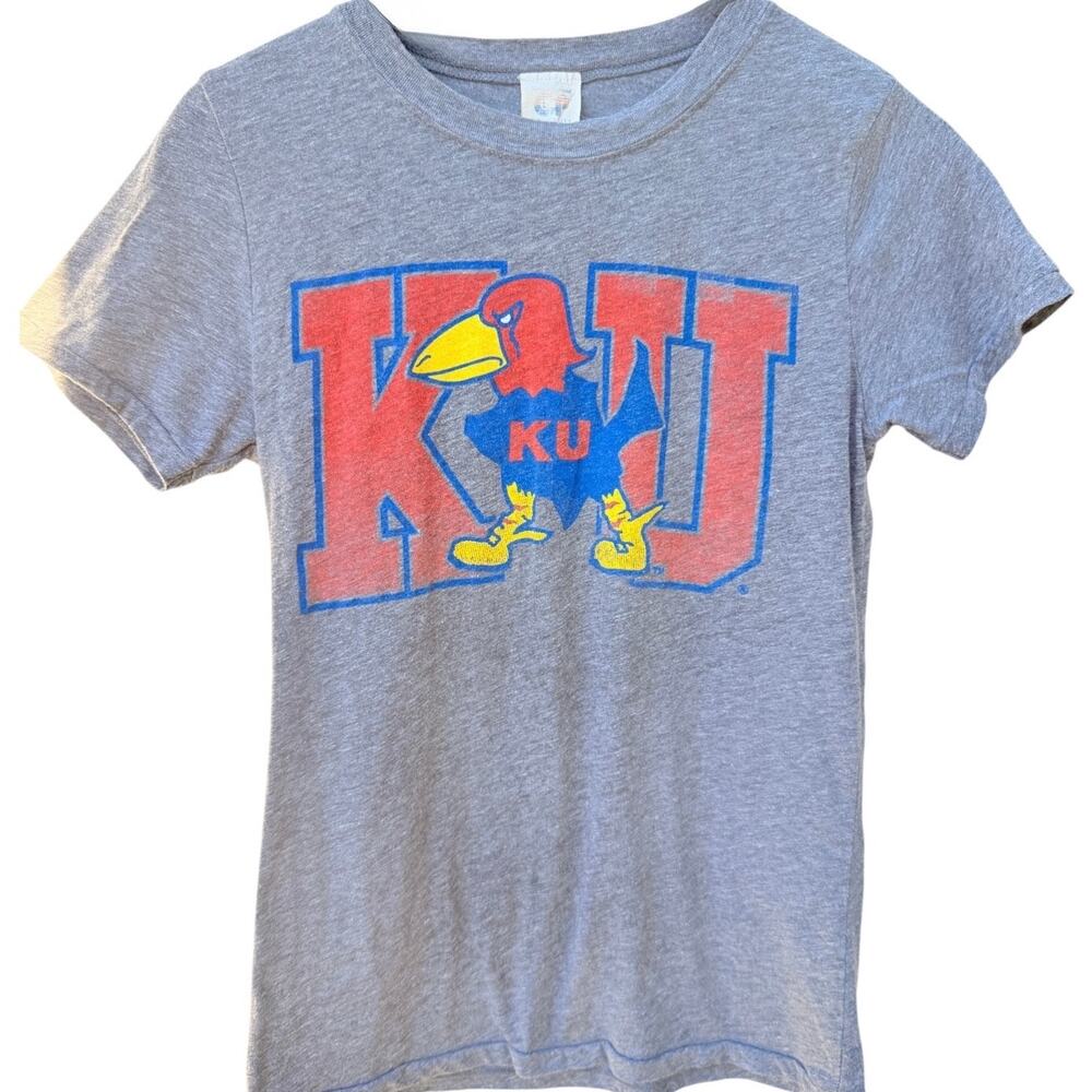 Kansas Jayhawks KU Mascot T Shirt Womens Medium Gray NCAA College Tee
